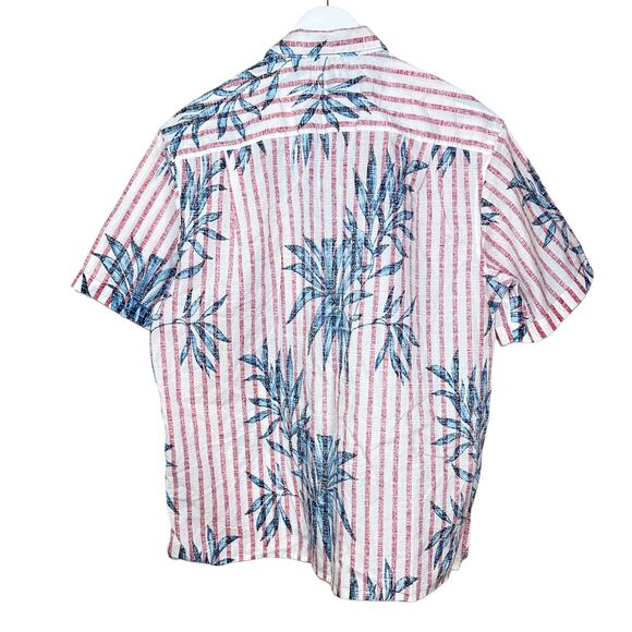 Roundtree & Yorke Caribbean Cotton Leaf Print SS Button Up Shirt Men Large NWT - Picture 3 of 11